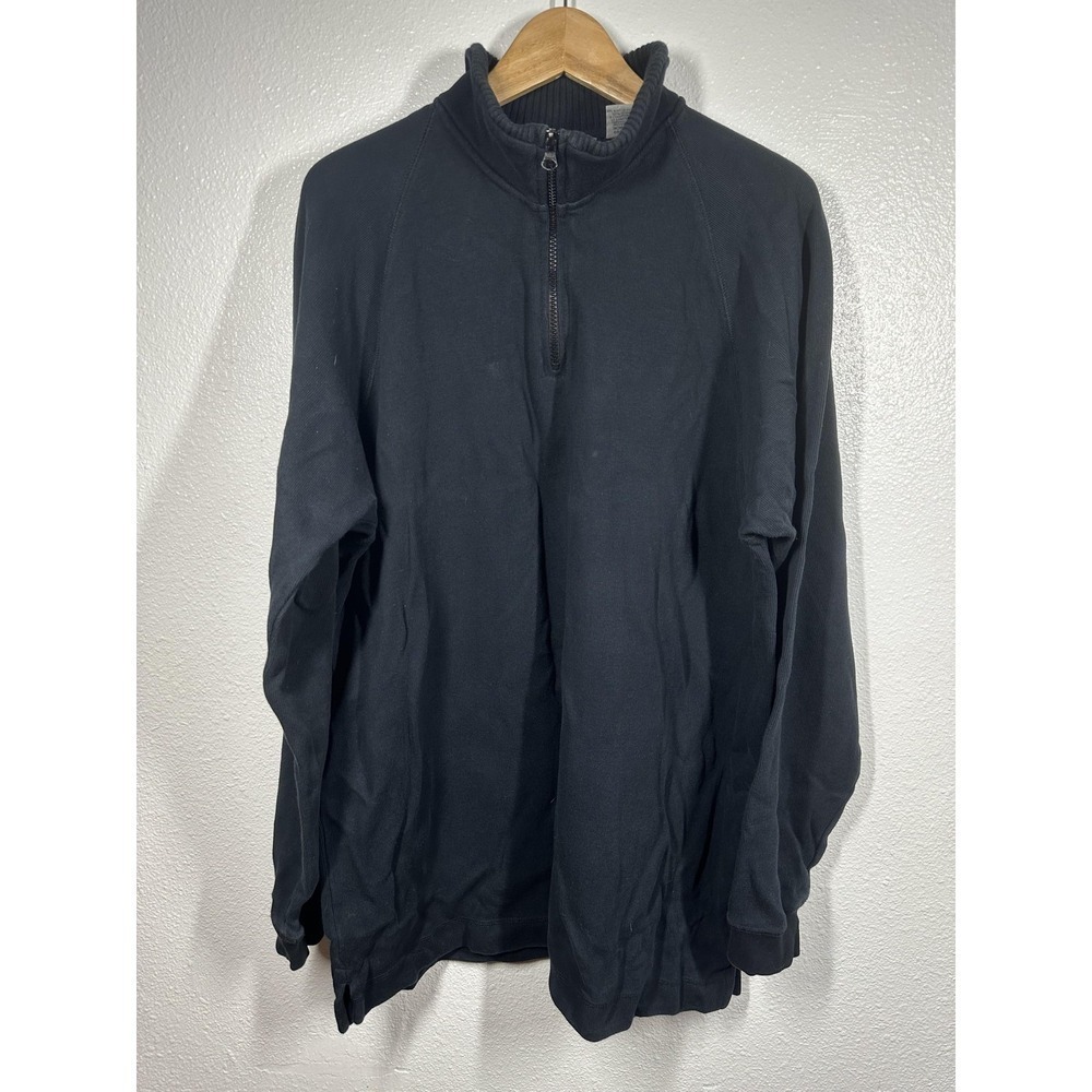 Eddie Bauer Pullover Sweater Mens Large‎ Tall Black Half Zip Mock Neck Outdoors